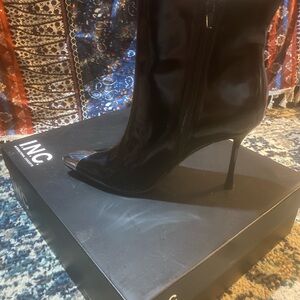 INC International Concepts Women's Glossy Black Heeled Boots